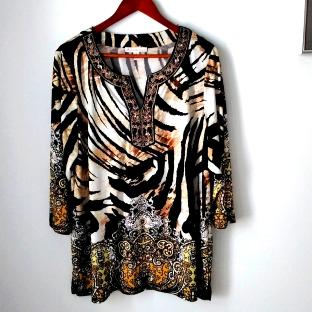 JM Collection Ladies Animal print top